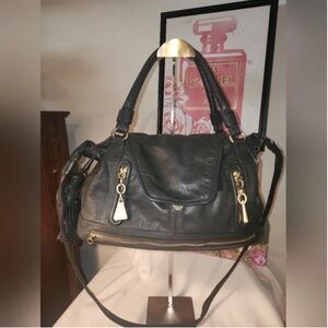 See by Chloe Gray Leather Crossbody Saddle Shoulder Bag with Tassel
